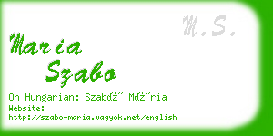 maria szabo business card