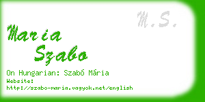 maria szabo business card